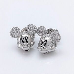 Swarovski Disney Mickey Mouse Stud Earrings Disney100 NIB Silver Tone